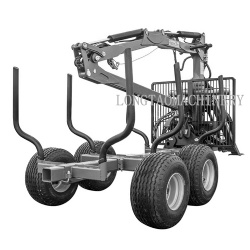 CE forest atv log trailer with crane loader for tractor with grapple used log trailer